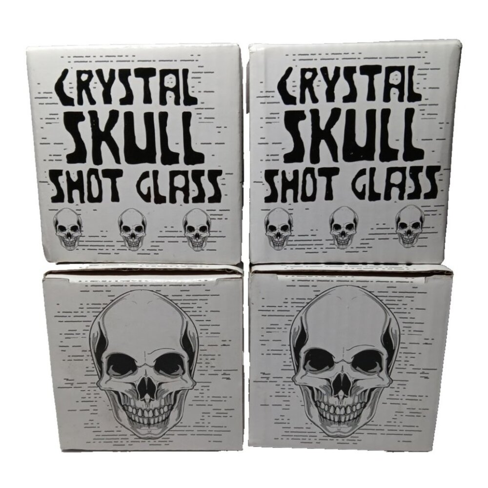Barware Skeleton Skull Clear Shot Glasses Set of 4 Boxed Gift Idea Halloween